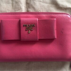 Prada Fuchsia Wallet with Bow Detail Zip Authentic Preloved